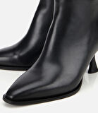 Kadın Deri Siyah Sivri Burunlu Bilekte Topuklu Bot