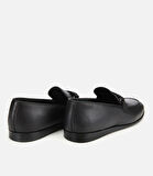 Erkek Deri Siyah Toka Detaylı Klasik Loafer