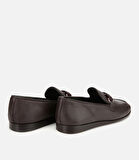 Erkek Deri Kahverengi Toka Detaylı Klasik Loafer