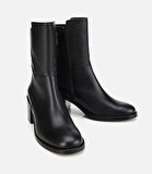 Kadın Deri Siyah Bilekte Topuklu Bot