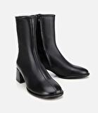 Kadın Deri Siyah Bilekte Topuklu Bot