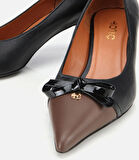 Kadın Deri Siyah Fiyonk Detaylı İnce Topuklu Stiletto