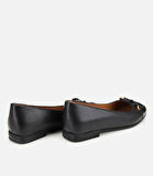 Kadın Rugan Deri Siyah Fiyonk Detaylı Babet