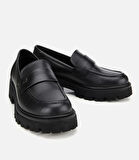 Kadın Deri Siyah Yumuşak Dokulu Günlük Loafer