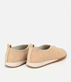 Kadın Süet Deri Bej Lastik Detaylı Günlük Loafer