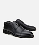 Erkek Deri Siyah İşlemeli Klasik Ayakkabı