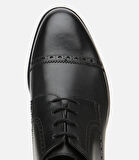 Erkek Deri Siyah İşlemeli Klasik Ayakkabı