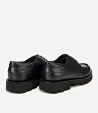 Erkek Deri Siyah Dikiş Burunlu Kalın Tabanlı Günlük Ayakkabı