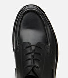 Erkek Deri Siyah Dikiş Burunlu Kalın Tabanlı Günlük Ayakkabı
