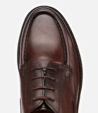 Erkek Deri Kahverengi Dikiş Burunlu Kalın Tabanlı Günlük Ayakkabı