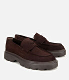 Erkek Süet Deri Kahverengi Kalın Tabanlı Günlük Loafer