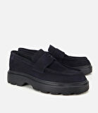 Erkek Süet Deri Lacivert Yumuşak Dokulu Kalın Tabanlı Günlük Loafer