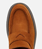 Erkek Süet Deri Taba Kalın Tabanlı Günlük Loafer