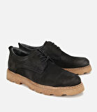 Erkek Nubuk Deri Siyah Termo Taban Günlük Ayakkabı