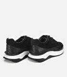 Erkek Süet Deri Siyah Kalın Tabanlı Spor Ayakkabı