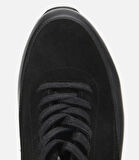 Erkek Süet Deri Siyah Kalın Tabanlı Spor Ayakkabı
