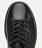 Erkek Deri Siyah Kalın Tabanlı Spor Ayakkabı