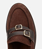 Kadın Süet Deri Kahverengi Kemer Detaylı Günlük Loafer
