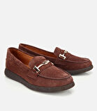 Kadın Süet Deri Kahverengi Yumuşak Tabanlı Comfort Günlük Loafer