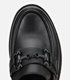 Kadın Deri Siyah Kalın Tabanlı Klasik Loafer