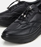 Kadın Deri Siyah Dolgu Topuklu Spor Ayakkabı