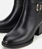 Kadın Deri Siyah Tokalı Bilekte Topuklu Bot