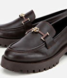 Kadın Kahverengi Kalın Tabanlı Klasik Loafer