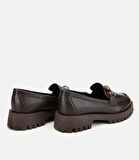 Kadın Kahverengi Kalın Tabanlı Klasik Loafer