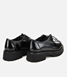 Kadın Siyah Dikiş Burunlu Kalın Tabanlı Günlük Loafer