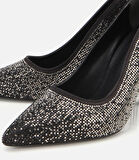 Kadın Siyah Taşlı İnce Topuklu Stiletto