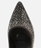 Kadın Siyah Taşlı İnce Topuklu Stiletto