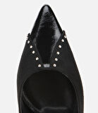 Kadın Süet Siyah Taşlı İnce Topuklu Stiletto
