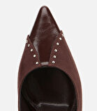 Kadın Süet Kahverengi Taşlı İnce Topuklu Stiletto