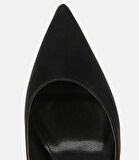 Kadın Saten Siyah Gold Detaylı İnce Topuklu Stiletto