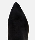 Kadın Süet Siyah Taşlı Tokalı Bilekte Topuklu Bot