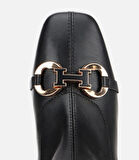 Kadın Siyah Tokalı Streç Fermuarlı Yüksek Topuklu Bot