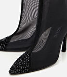 Kadın Siyah Transparan Taş Detaylı Bilekte Topuklu Bot