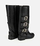 Kadın Siyah Tokalı Düz Çizme