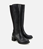 Kadın Siyah Streç Metal Detaylı Topuklu Çizme