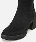 Kadın Süet Siyah Streç Topuklu Çizme