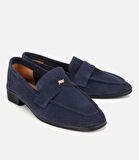 Kadın Süet Deri Lacivert Yumuşak Dokulu Klasik Loafer