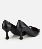 Kadın Deri Siyah Fiyonk Detaylı İnce Topuklu Stiletto