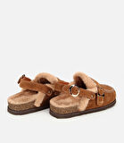 Kadın Süet Deri Taba İçi Kürklü Sabo Terlik