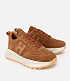 Kadın Süet Deri Taba Kalın Tabanlı Comfort Spor Ayakkabı