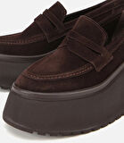 Kadın Süet Deri Kahverengi Dolgu Topuklu Günlük Loafer