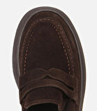 Kadın Süet Deri Kahverengi Dolgu Topuklu Günlük Loafer