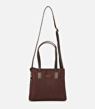 Kadın Süet Kahverengi Gold Aksesuarlı Omuz Çantası