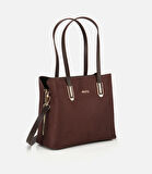 Kadın Süet Kahverengi Gold Aksesuarlı Omuz Çantası