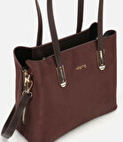 Kadın Süet Kahverengi Gold Aksesuarlı Omuz Çantası