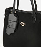 Kadın Süet Siyah Aksesuarlı Omuz Çantası